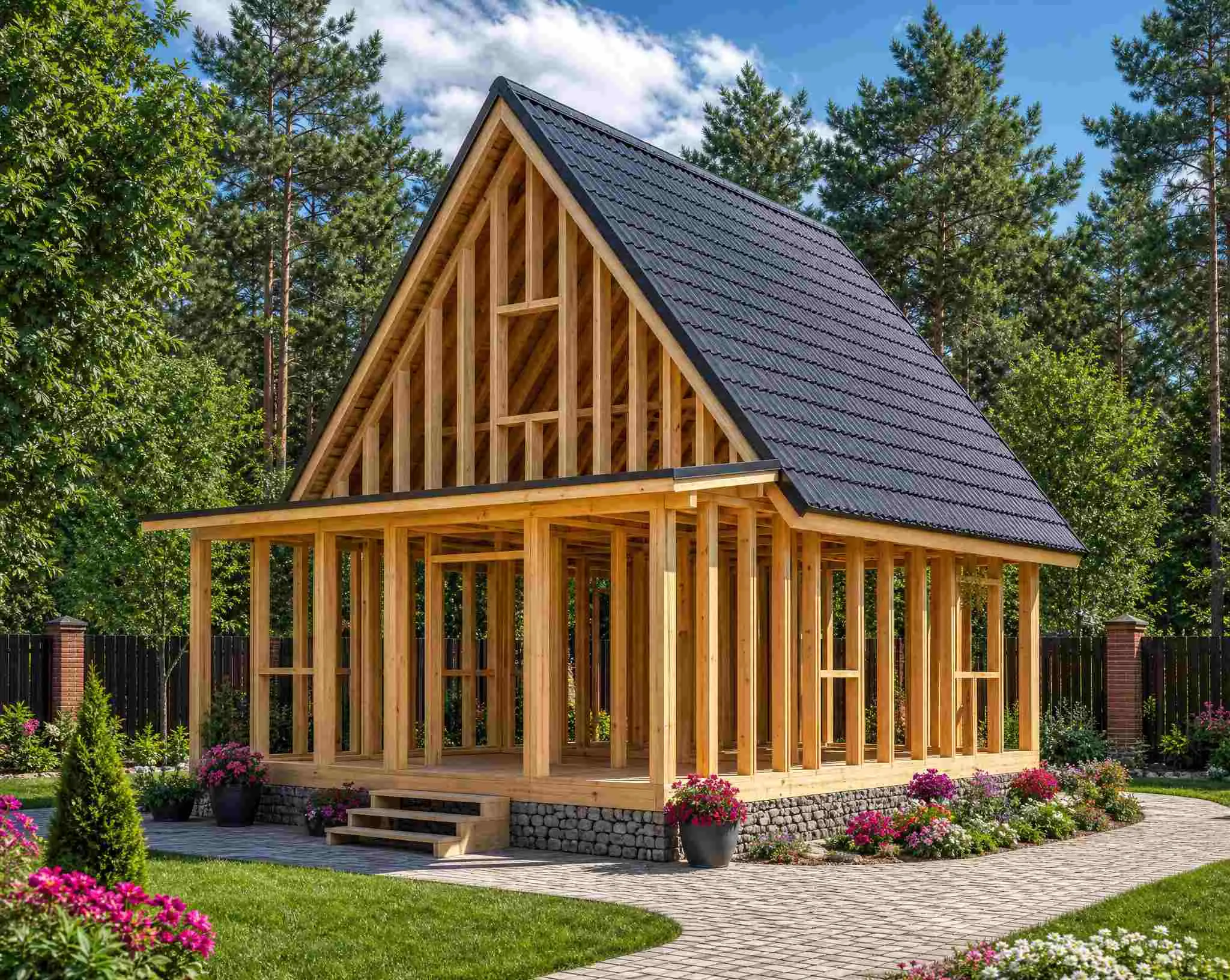 Каркасный дом без отделки 6х8